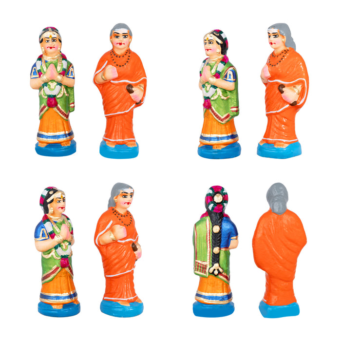 Avvaiyar Clay Golu Bommai Set - 10 x 8 Inches | 5 Pcs/ Giri Golu Doll/ Navaratri Golu Bomma/ Gombe/ Bommai