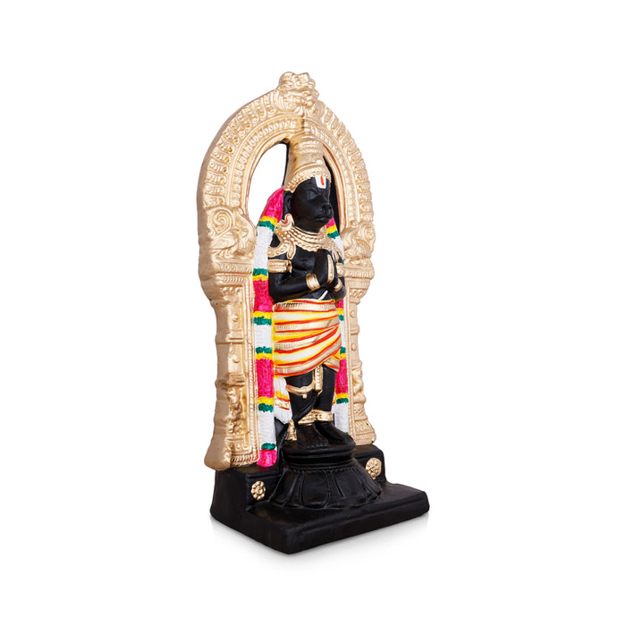 Nanganallur Anjaneyar With Arch Clay Golu Bommai - 15 x 7 Inches | Giri Kolu Bommai/ Navaratri Golu Doll/ Gombe