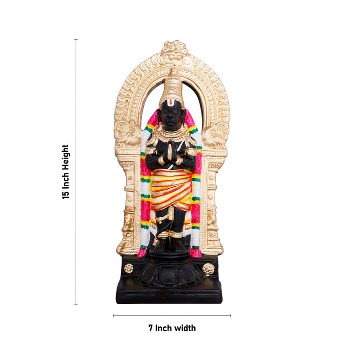 Nanganallur Anjaneyar With Arch Clay Golu Bommai - 15 x 7 Inches | Giri Kolu Bommai/ Navaratri Golu Doll/ Gombe