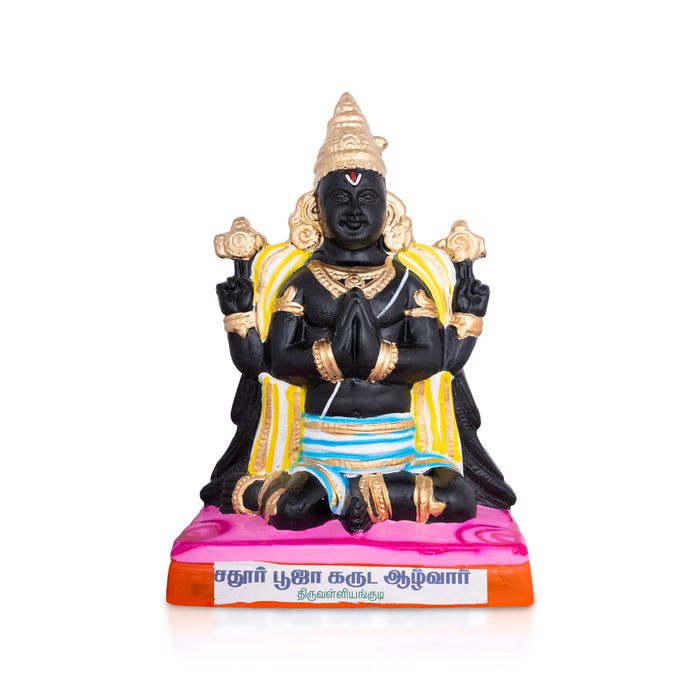 Chaturbhuja Garuda Azhwar Clay Golu Bommai - 12 x 8 Inches | Giri Golu Doll/ Navaratri Golu Bomma/Gombe