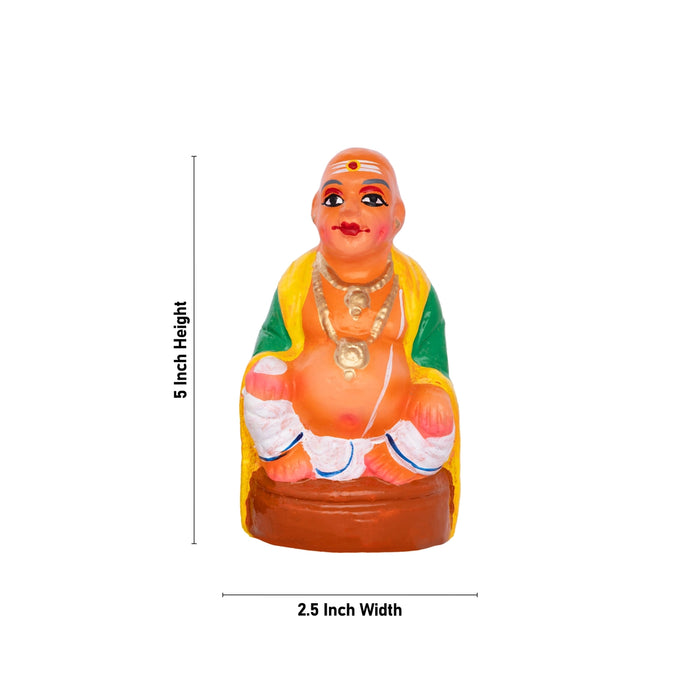 Mama Mami Iyer Clay Golu Bommai Pair - 5 X 2.5 Inches | Navratri Gombe/ Giri Golu Doll For Navaratri Decor
