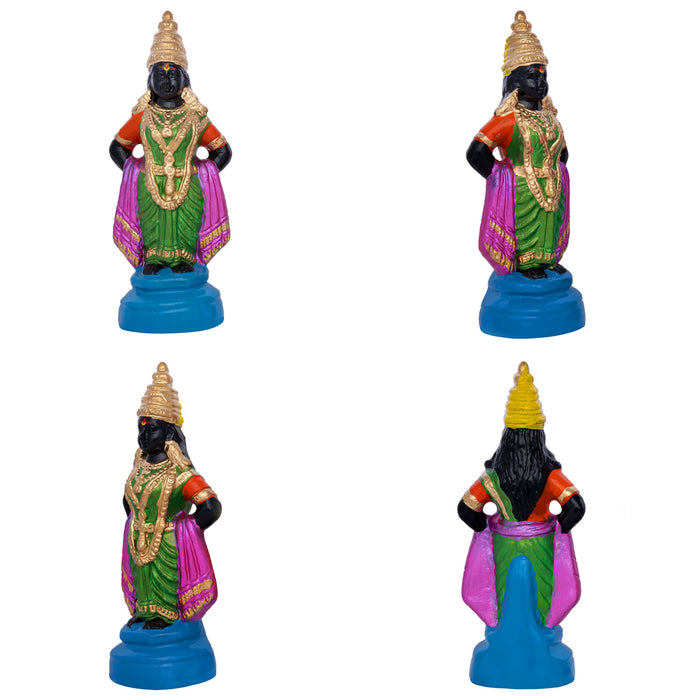 Vittal Rukmini Clay Golu Bommai Pair - 8 x 3 Inches | Golu Doll/ Navaratri kolu Bomma/ Gombe/ Bommalu