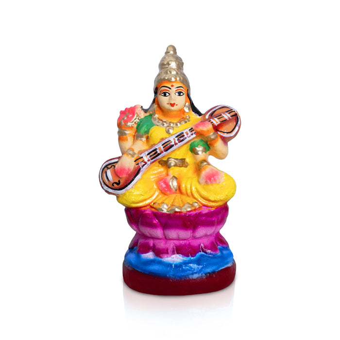 Lakshmi Saraswati Durga Set - 5 x 4 Inches | Clay Golu Bommai/ Kolu Bomma/ Navaratri Golu Doll/Gombe