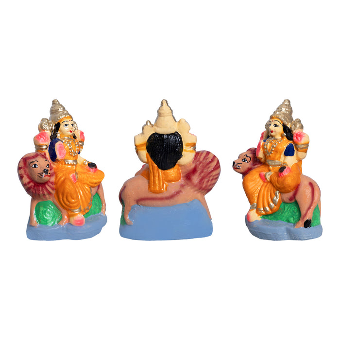 Lakshmi Saraswati Durga Set - 5 x 4 Inches | Clay Golu Bommai/ Kolu Bomma/ Navaratri Golu Doll/Gombe