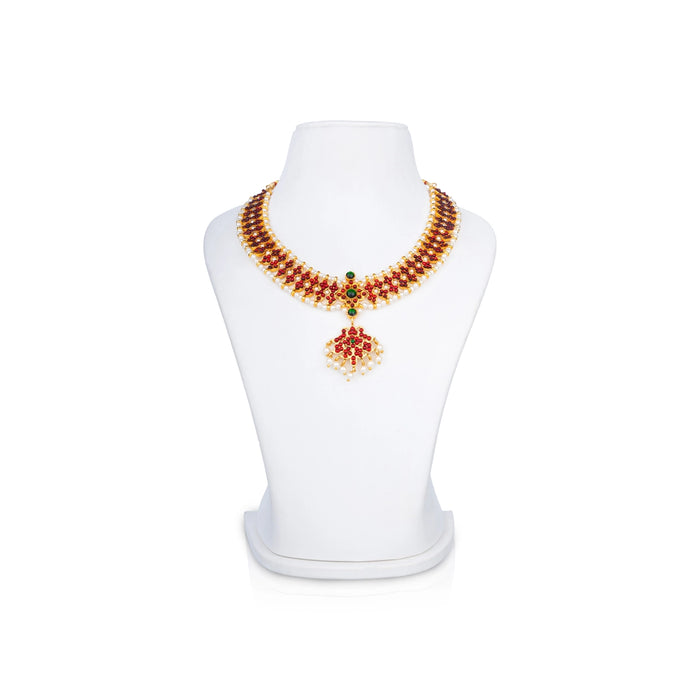 Dance Jewellery Set Without Bangle | Stone & Pearl Design Jewelry/ Kemp Bharatanatyam Jewellery for Women