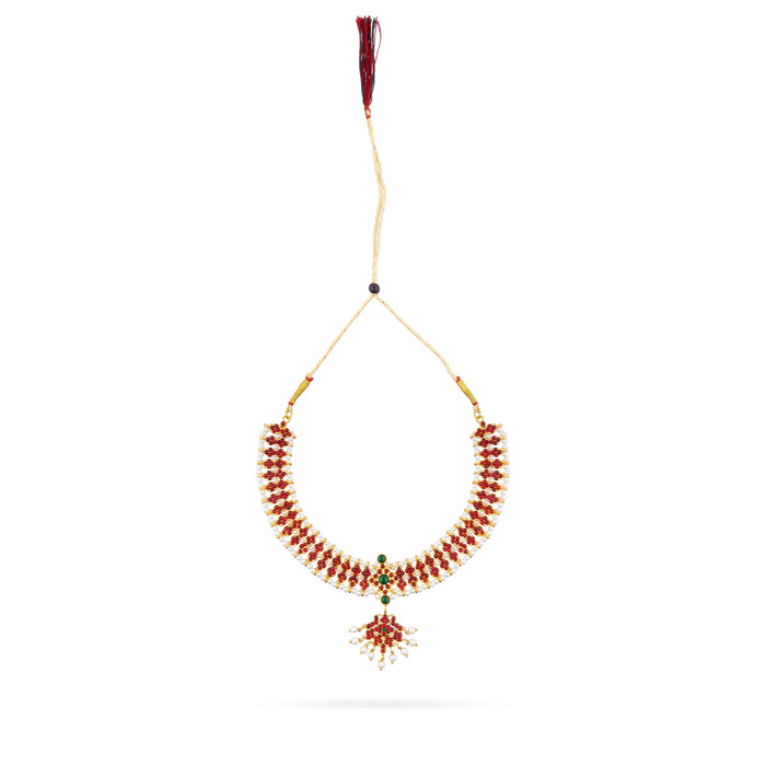 Dance Jewellery Set Without Bangle | Stone & Pearl Design Jewelry/ Kemp Bharatanatyam Jewellery for Women