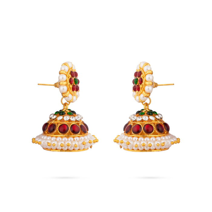 Kemp Jumkha - 1.25 x 1.5 Inches | Multicolour Stone Earring/ Jumka Kammal/  Beads With Stone Jewellery for Women