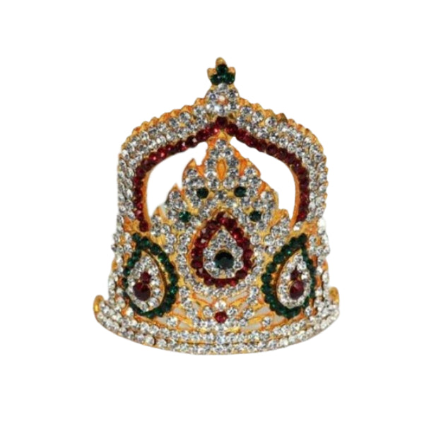 Stone Kireetam - 4 Inches | Half Crown | God Mukut | Kiritam | Jewellery for Deity