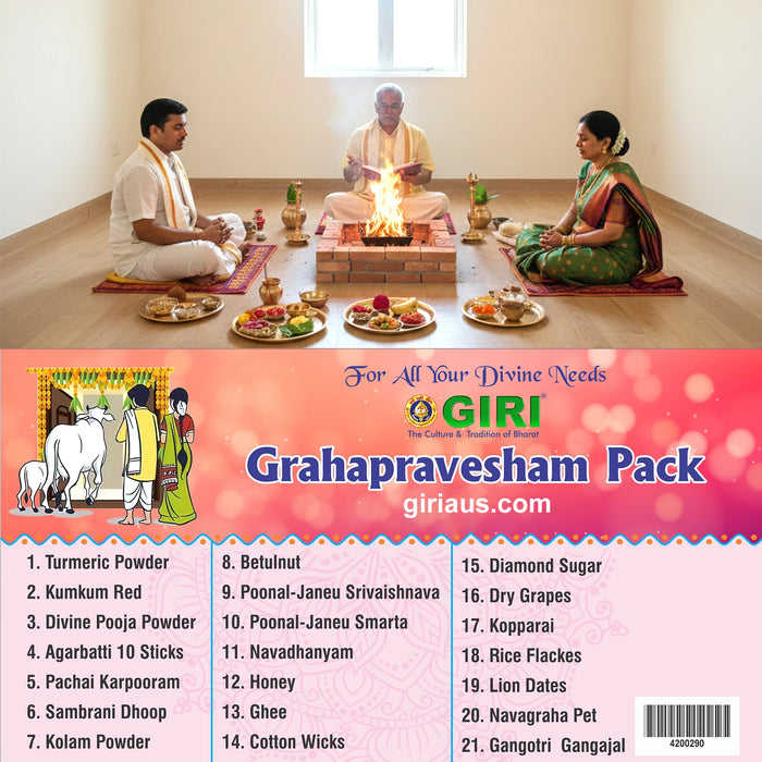 GiriAus  Griha Pravesh Pooja Pack | Greh Pravesh Pooja Samagri Kit/ House Warming Homam Set for Hawan and Rituals