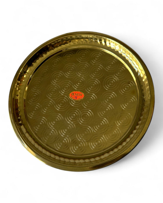 Brass Plate - 12 Inches Dia | Ring Design Thali Plate for Pooja/ 380 Gms Approx
