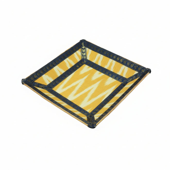 Handcrafted Ikkat Geometric Print Tray (8" x 8") – Premium Wooden Serving & Display Tray