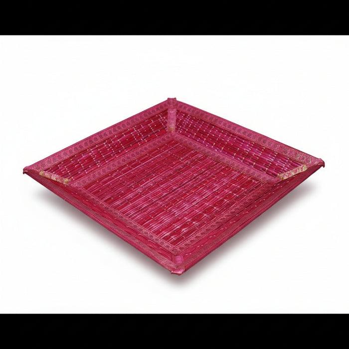 Handcrafted Korai Grass Serving Tray (12" x 12") – Premium Eco-Friendly Display Tray