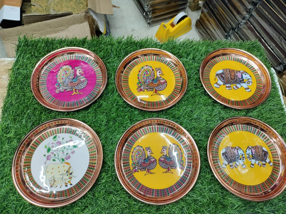 6inch round rose gold Indian art plate
