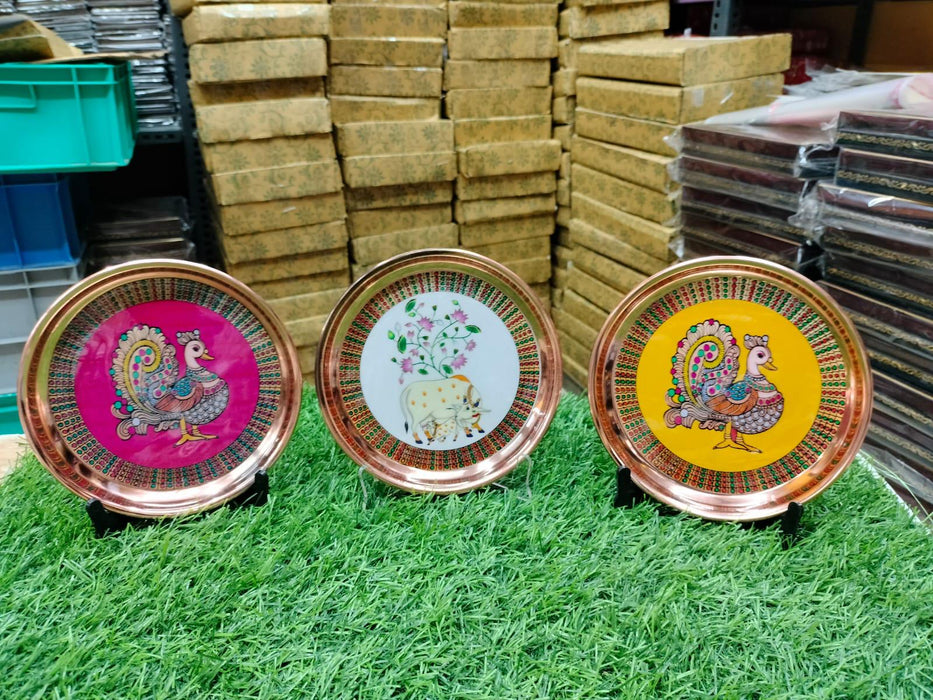 6inch round rose gold Indian art plate