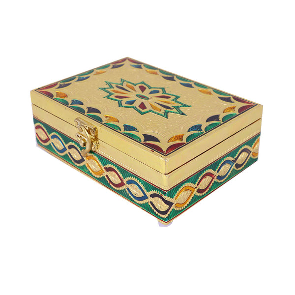 Silver/ Gold Finish Pooja Box - 7 x 5 Inches | Storage Box/ Gift Box/ Jewellery Box for Home