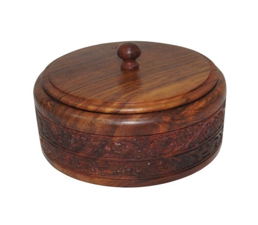 Chapati Box Carved Round 9 Inch